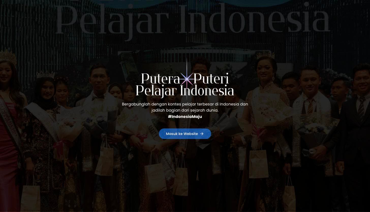 Halaman utama website Putera Puteri Pelajar Indonesia