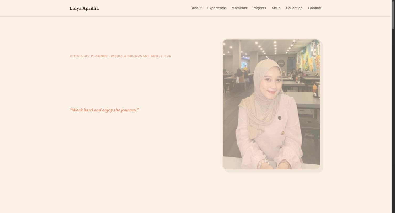 Halaman utama portfolio Lidya Aprillia